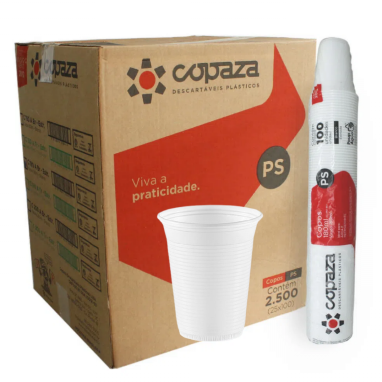 COPAZA - COPO PLASTICO C-180ML (PS) ABNT 2012 TRANSPARENTE - CX.25X100UN