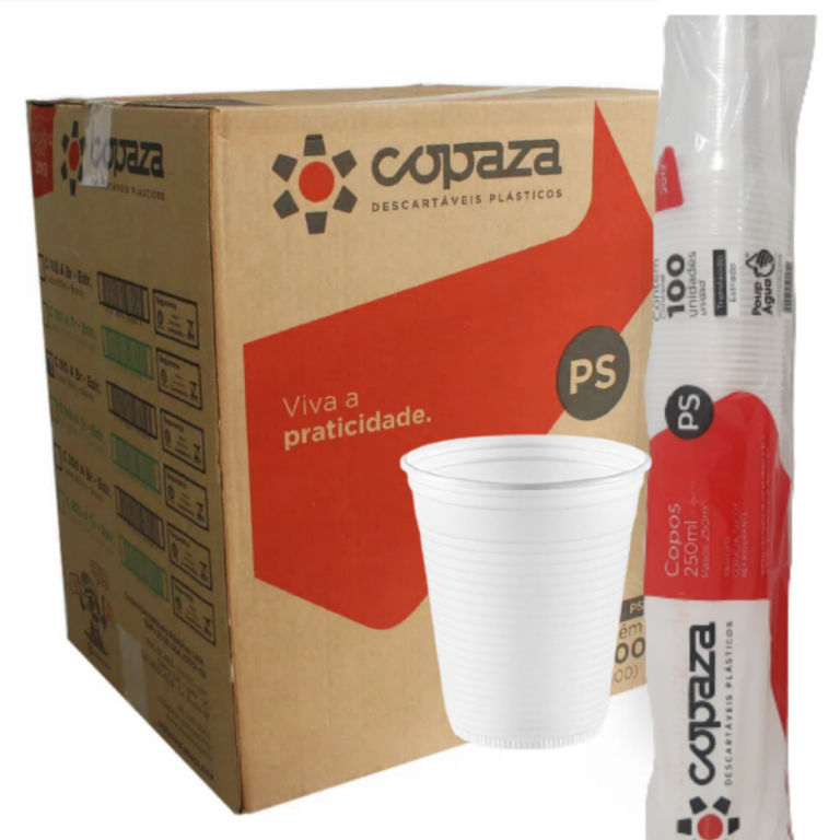 COPAZA - COPO PLASTICO C-250ML (PS) ABNT 2012 TRANSPARENTE - PT.100UN