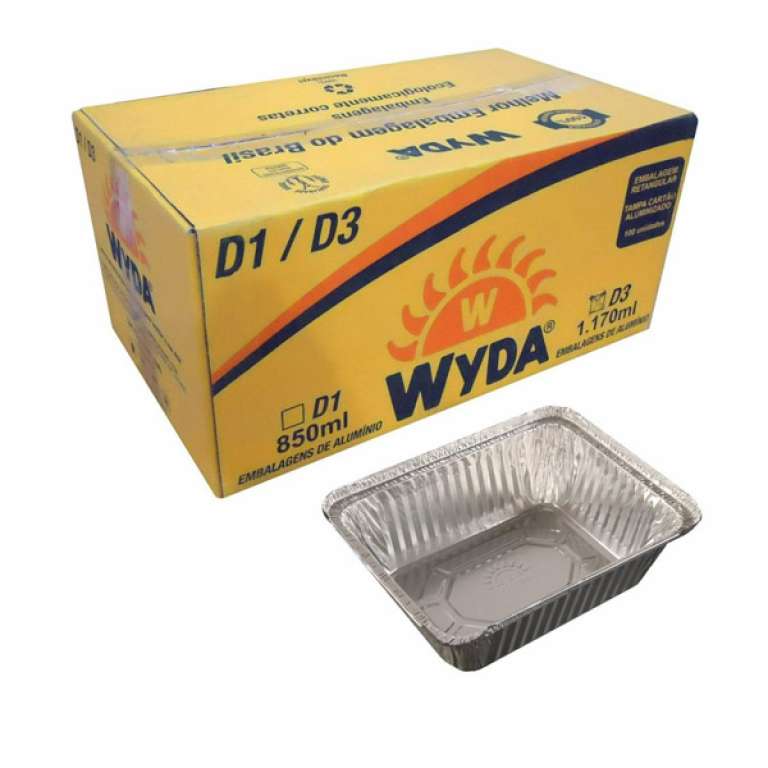 WYDA - BANDEJA ALUMINIO D1 850 ML (195X155X48) - CX.100UN